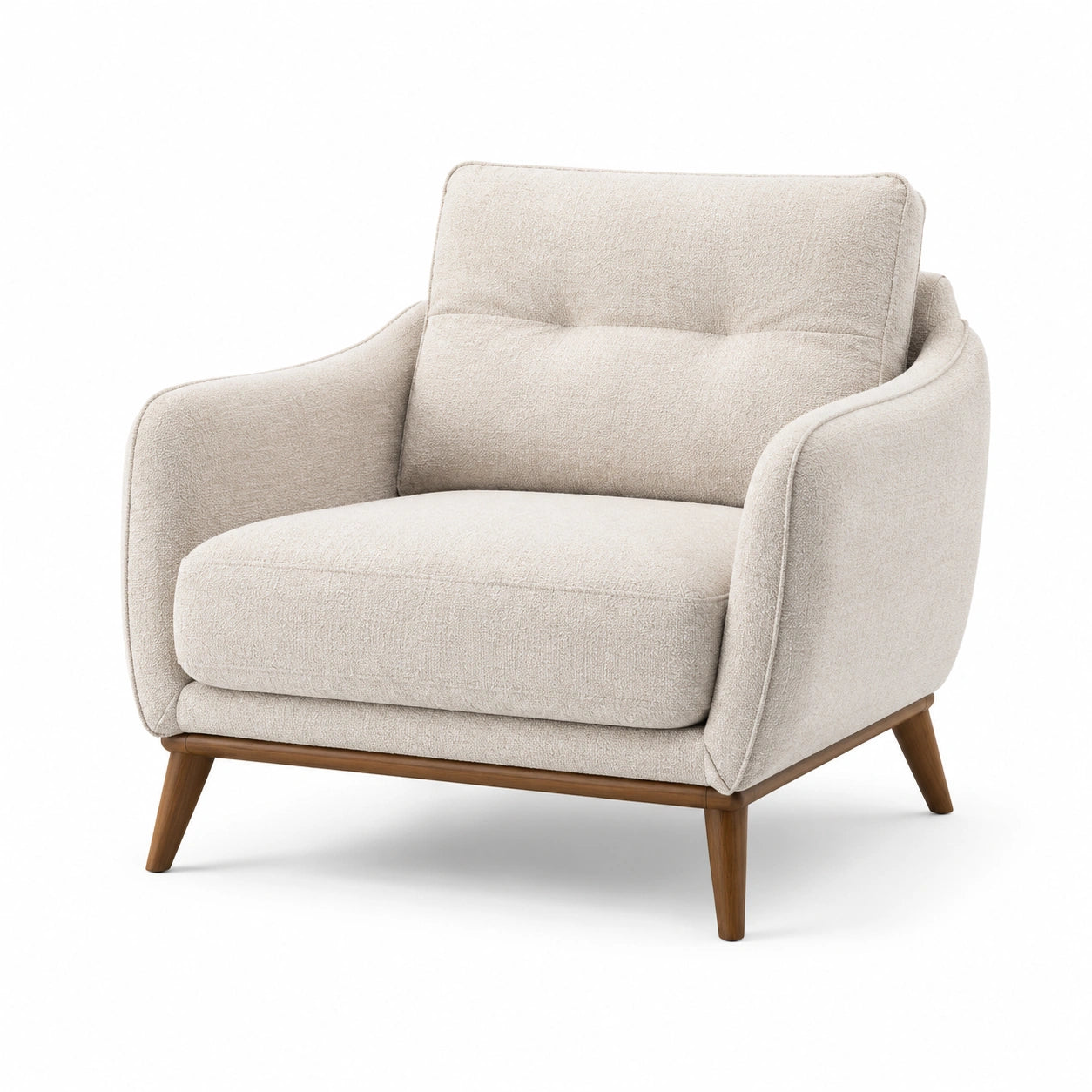 Sessel Beige Polyester Massivholz 100 cm x 85 cm x 90 cm