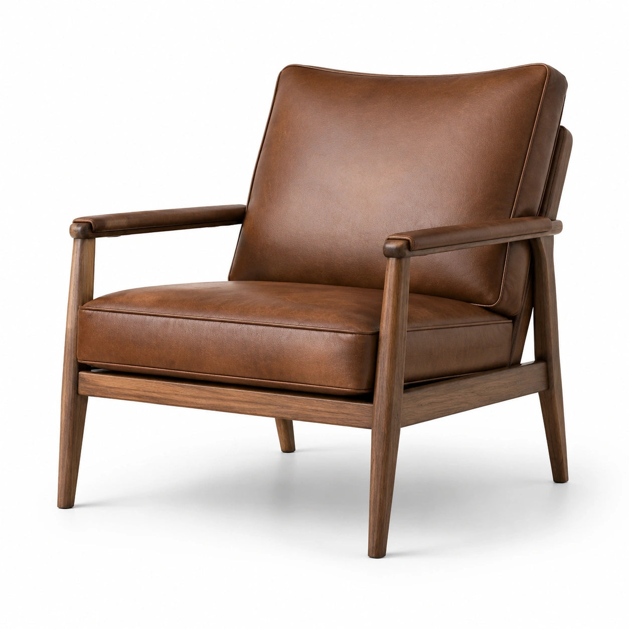 Sessel aus Leder braun mit Holzrahmen