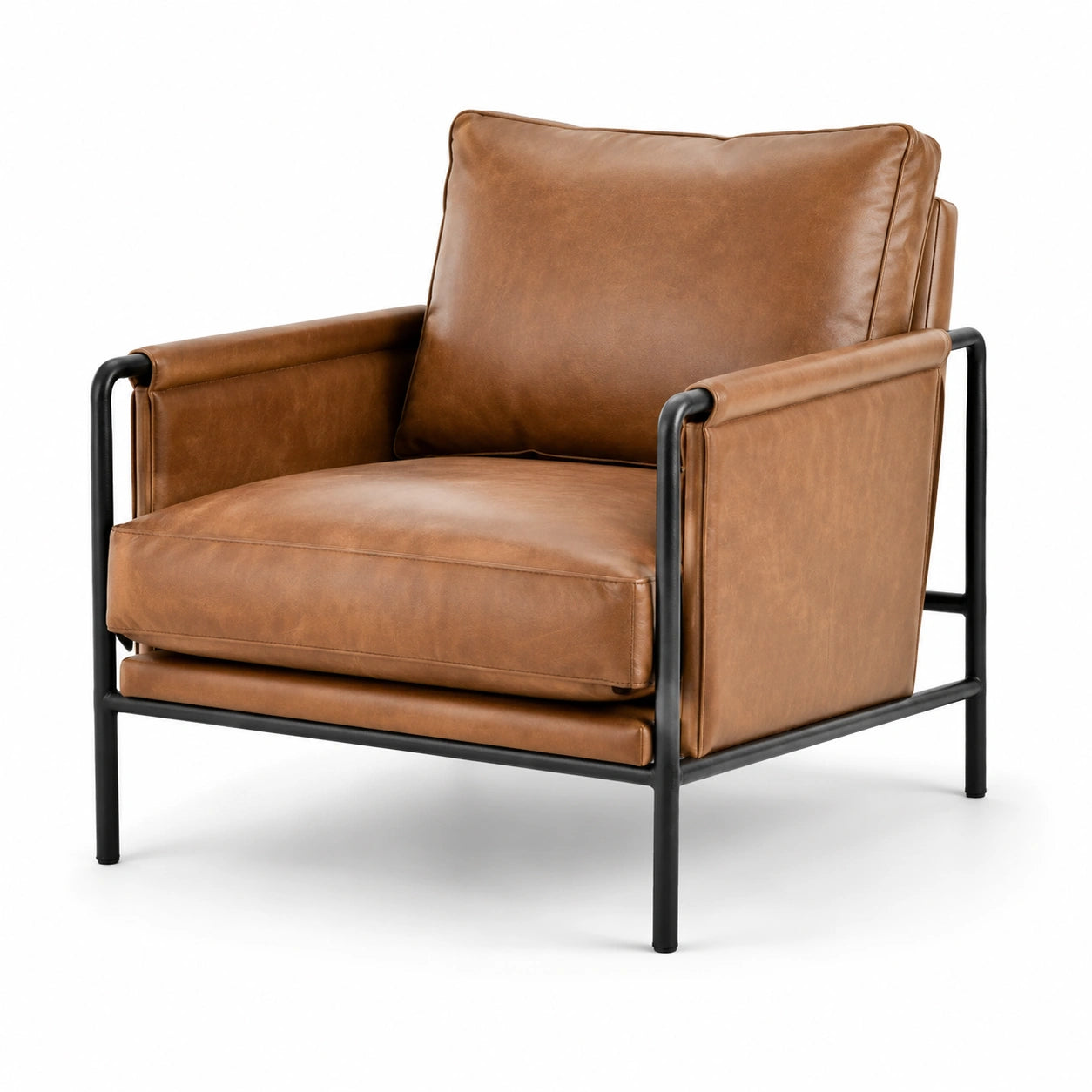 PU-Ledersessel mit Stahlrahmen Braun 80cm x 75cm x 85cm