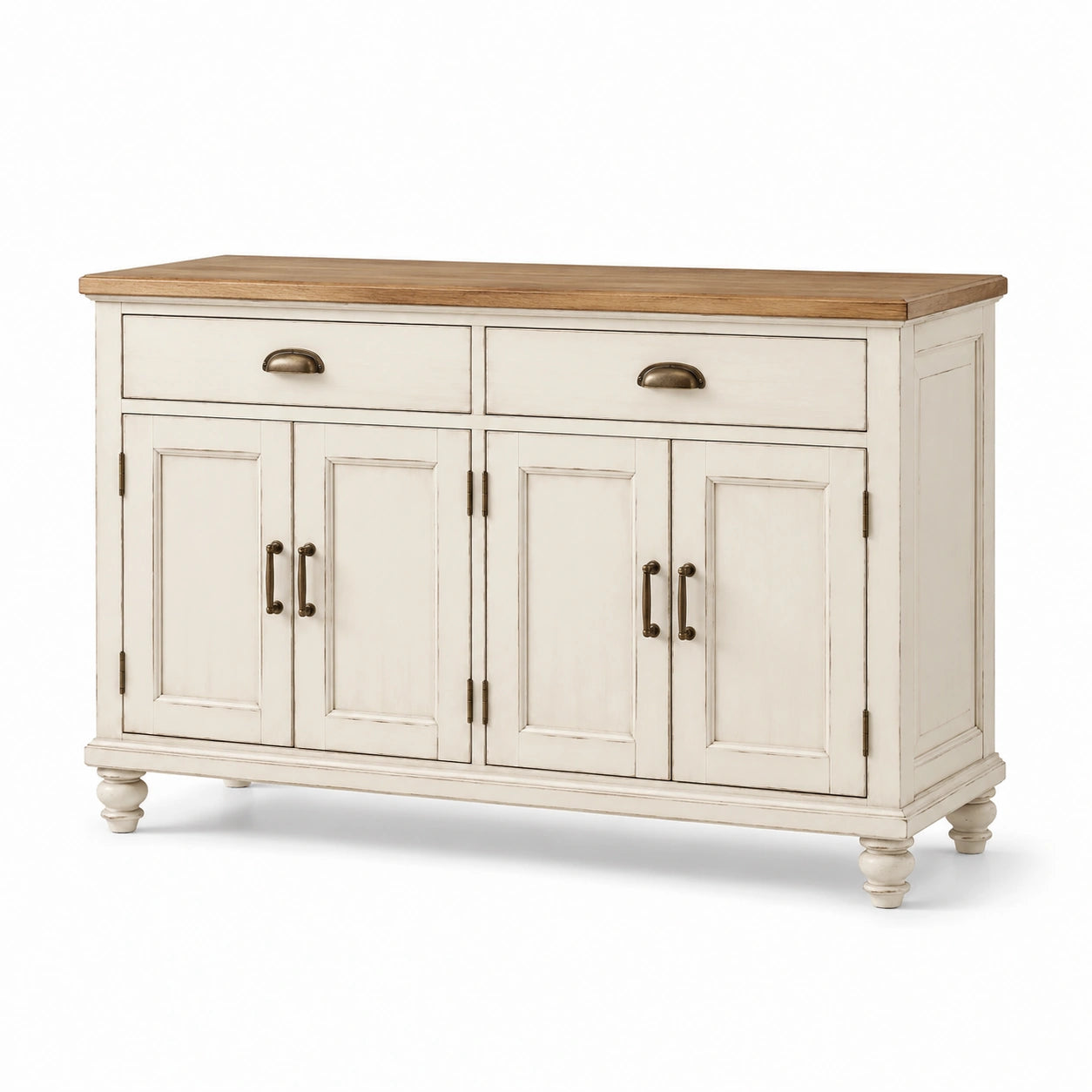 Sideboard aus Eichenholz und MDF, Creme 150cm x 90cm x 40cm