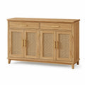 Massivholz Sideboard mit Geflecht und Metallgriffen 120x40x80 cm
