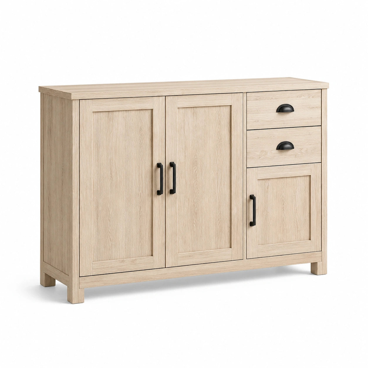 Sideboard aus Holz mit 2 Türen und 2 Schubladen, 85cm x 120cm x 35cm