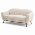 2-Sitzer Sofa Beige Stoff Buchenholz 150x85x80 cm