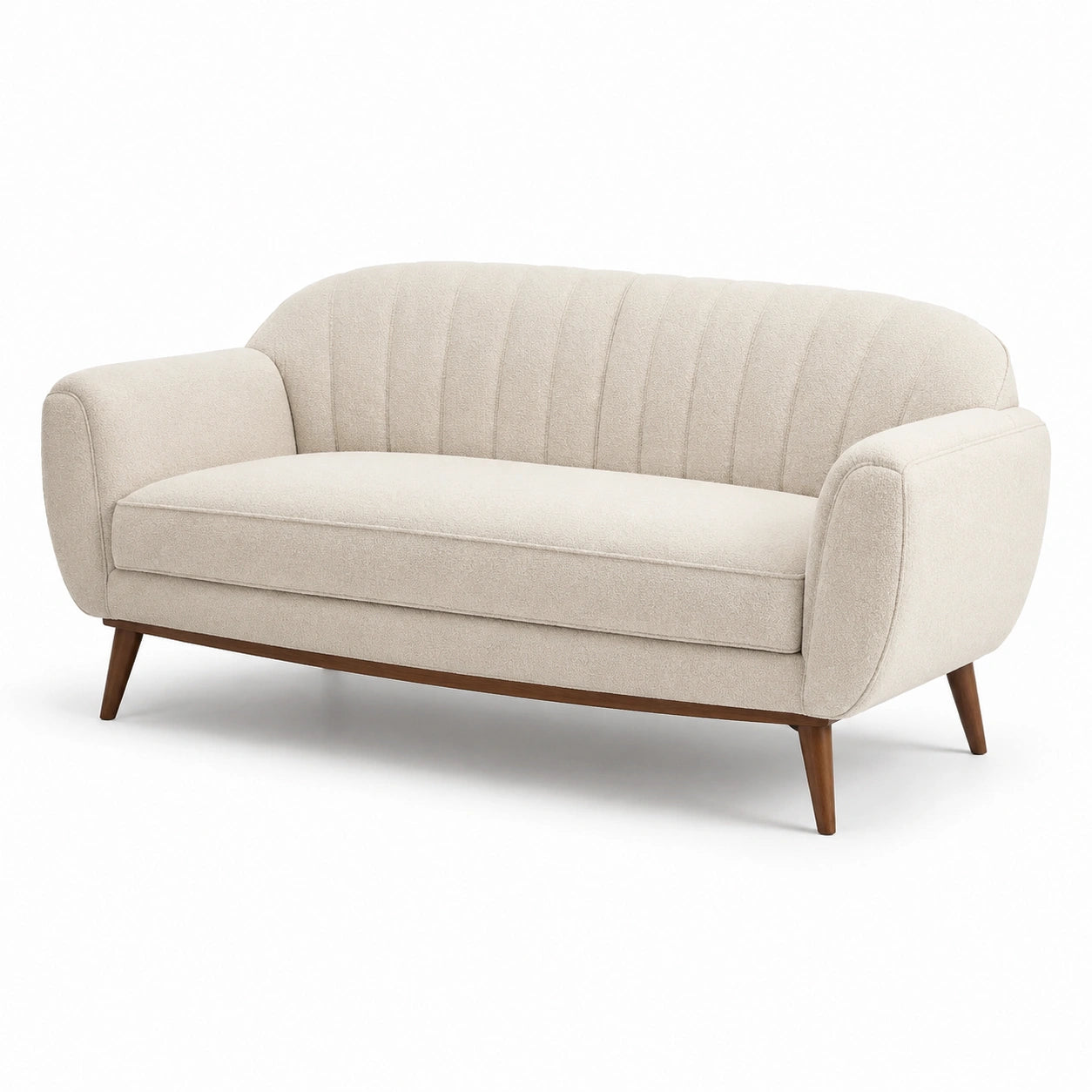 2-Sitzer Sofa Beige Stoff Buchenholz 150x85x80 cm