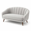 Zweisitzer Sofa Bouclé Stoff Hellgrau mit Holzbeinen 140 cm