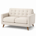 Sofa Zweisitzer Stoff Beige mit Holzbeinen