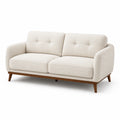 Zweisitzer Sofa Bouclé Stoff Massivholz Beige