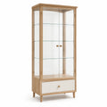 Vitrine aus Eiche und gehärtetem Glas mit Schublade 180x80x40cm