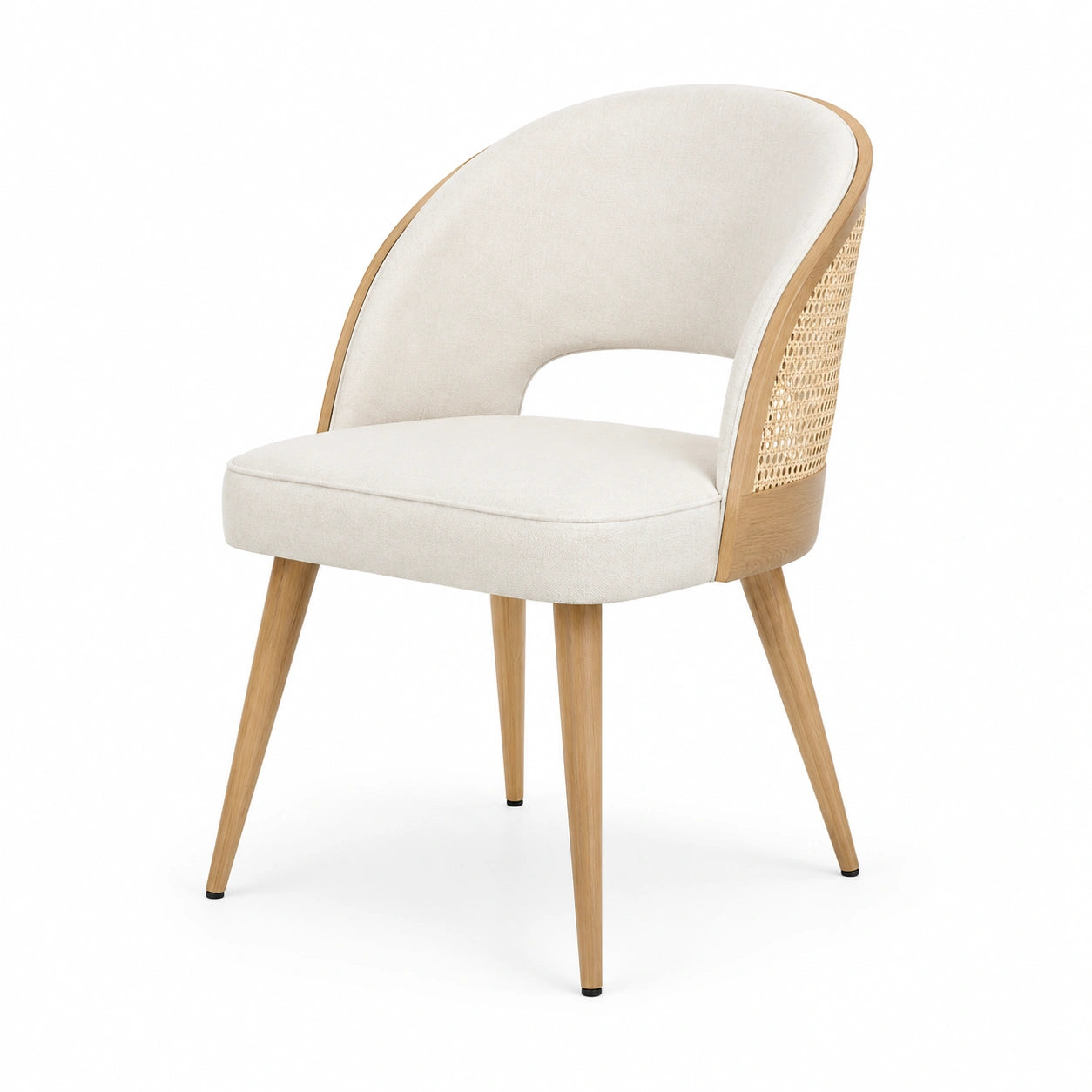 Esszimmerstuhl Beige Stoff Eichenholz