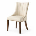 Esszimmerstuhl Massivholz PU-Leder Creme 85 cm
