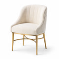 Esszimmerstuhl Beige Polyester Stoff Gold Metallrahmen