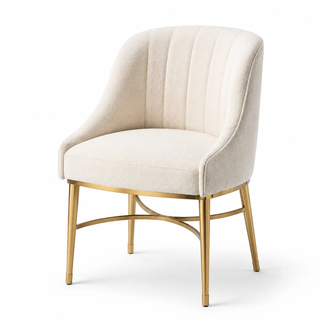 Esszimmerstuhl Beige Polyester Stoff Gold Metallrahmen