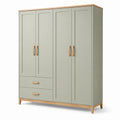 Kleiderschrank mit 4 Türen und 2 Schubladen aus MDF und Massivholz in Grau