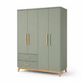 Grau Kleiderschrank mit MDF und Eichenholz, 180x120x50 cm
