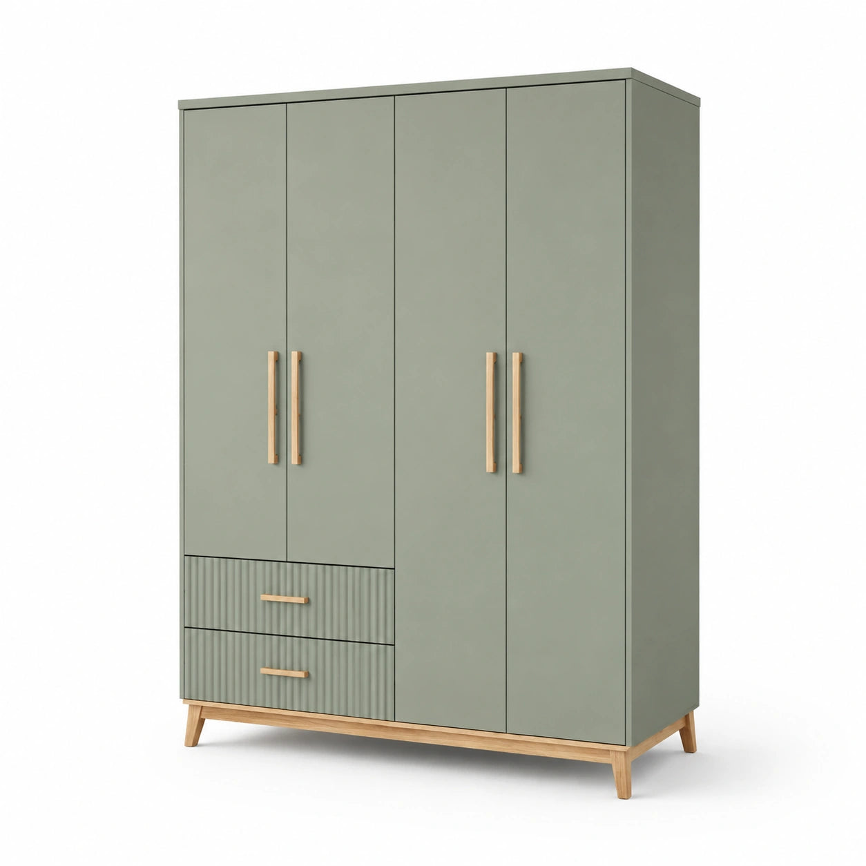 Grau Kleiderschrank mit MDF und Eichenholz, 180x120x50 cm