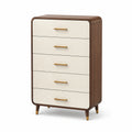Kommode mit 5 Schubladen aus Holz und Metall in Creme und Braun