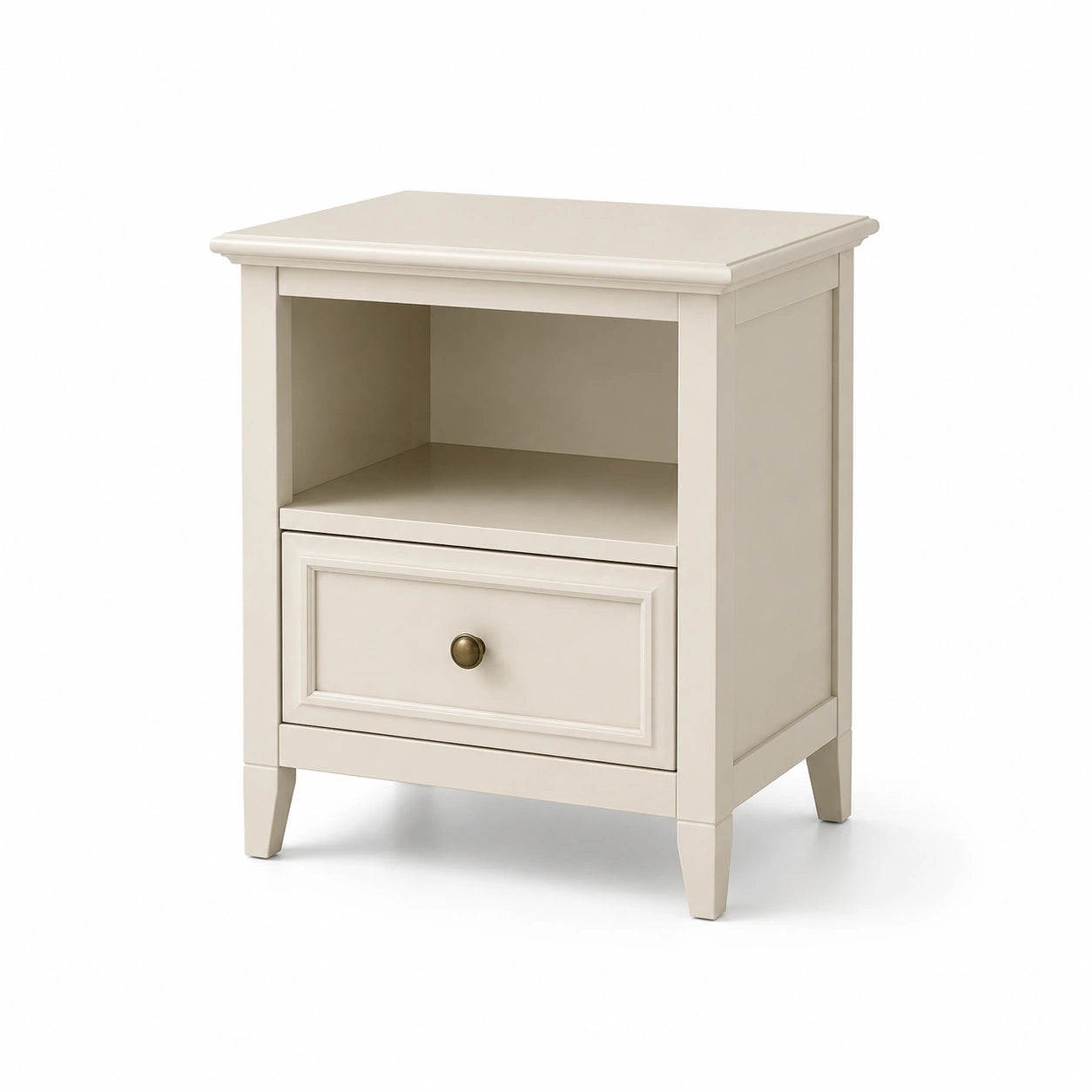 Beige Nachttisch aus MDF mit Schublade, 60 cm